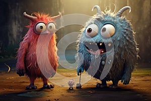 Endearing Monsters cute funny. Generate Ai photo