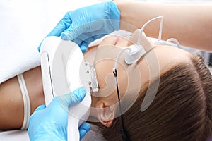 Endermology for the face, vacuum massage of the facial skin