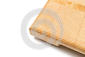 Endgrain wooden cutting board isolated above white background