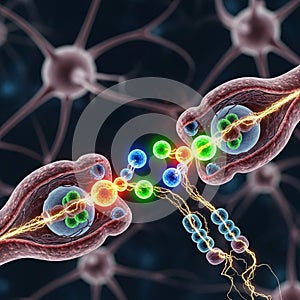 Endings depict axonal terminals transmitting signals through