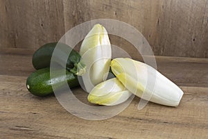 Endive Cichorium endivia and zucchini