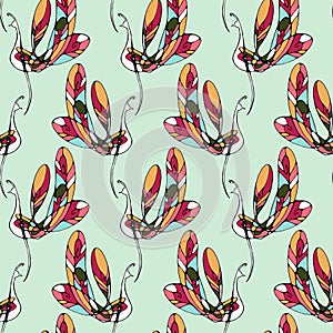 Endless abstract decor pattern with firebird