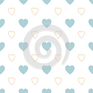 Endless blue simple pattern Seamless texture with doodle hearts vector Gentle background
