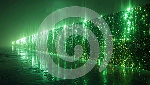 Futuristic Green Server Room Data Center