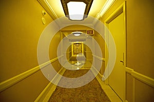 Endless hotel rooms in yellow in Las Vegas, NV