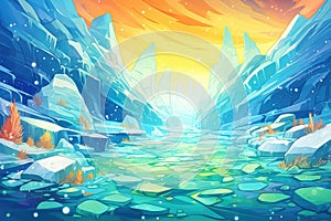 endless ice fields under the intense colors of aurora borealis