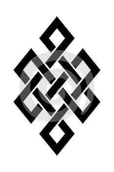 Endless knot, or eternal knot, black and white intertwining knot