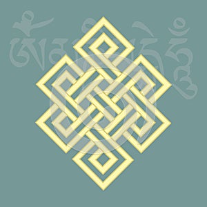 Endless knot,one of eight auspicious buddhist religious symbols, vector illustration photo