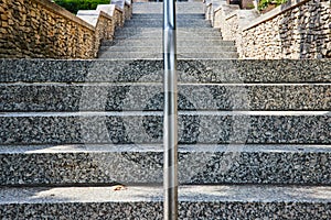 Endless limestone steps symmetrically leading into distance