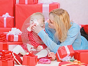 Endless love. Parenthood as challenge and achievement. Mother play with cute baby toddler daughter. Enjoy childhood