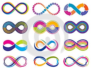 Endless mobius loop infinity vector concept symbols. Eternity icons