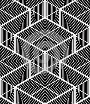 Endless monochrome symmetric pattern, graphic design. Geometric