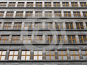 Endless repeated identical windows in a communist style building