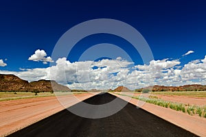 Endless road in northern Namibia, Africa