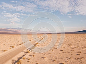 Endless road to the horizon through the Death valley