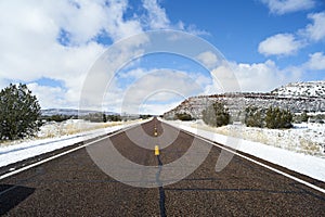 Endless road in Utah, winter