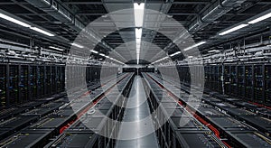 Endless rows of massive servers fill the modern data center