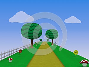Endless runner Video game background 3D Illustration