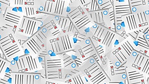Endless seamless pattern of medical scientific medical objects paper records of medical records on a white background. Vector