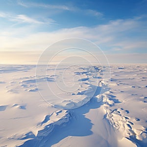 Endless Snow Desert Landscape, Vast Arctic Tundra and Icy Horizons photo