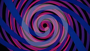 Endless spinning revolving spiral, hypnotizing effect, seamless loop. Animation. Abstract bright helix in purple and