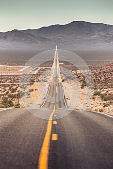 Endless straight road in the American Southwest, USA