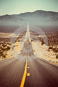 Endless straight road in the American Southwest, USA photo