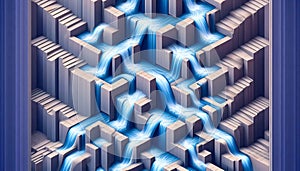 An endless waterfall paradox, AI generated image