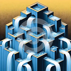 An endless waterfall paradox, AI generated image