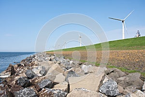 Endless with windmills and lonely bicycle