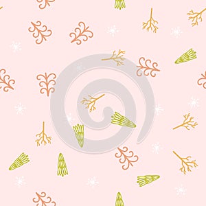 Endless winter pattern with spruce trees for paper, textile, baby`s clothes