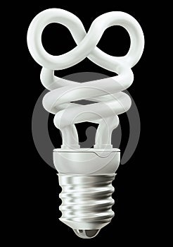 Endlessness or infinity symbol light bulb