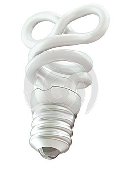 Endlessness or infinity symbol light bulb on white photo