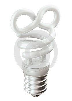 Endlessness symbol light bulb isolated on white photo