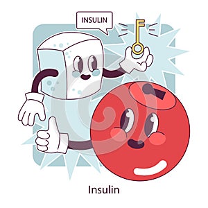 Endocrine system. Insulin function. Pancreas gland hormones secretion photo