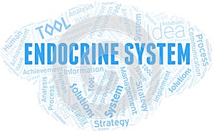 Endocrine System typography vector word cloud.