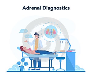 Endocrinologist concept. Adrenal glands examination. Doctor examine