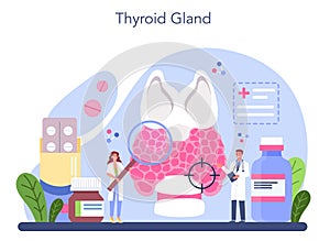 Endocrinologist concept. Thyroid gland examination. Doctor examine