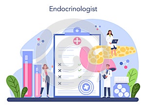 Endocrinologist concept. Thyroid gland examination. Doctor examine