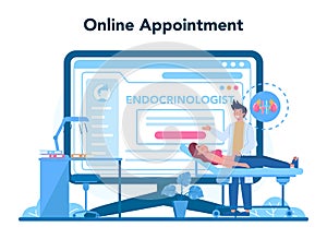 Endocrinologist online service or platform. Thyroid examination.