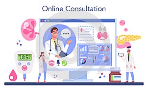 Endocrinologist online service or platform. Thyroid gland examination