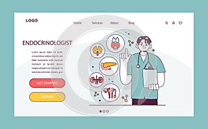 Endocrinology. Endocrine system organs, pancreas thyroid gland, pituitary