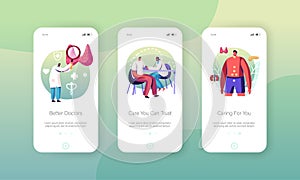 Endocrinology, Hormone Diseases and Disbalance Mobile App Page Onboard Screen Template. Doctors Characters
