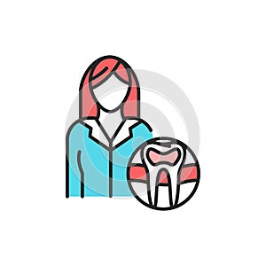 Endodont doctor color line icon. Pictogram for web page, mobile app, promo.