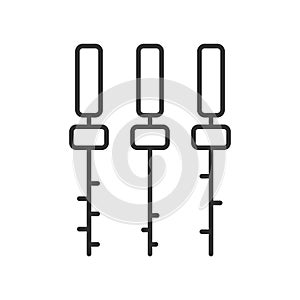 Endodontic file for root canal treatment. Dental instruments for tooth cleaning. Outline vector icon. Editable stroke