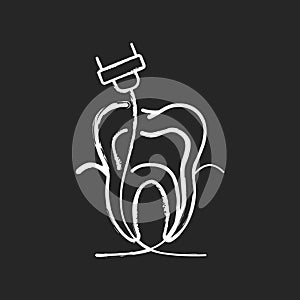 Endodontics chalk white icon on black background