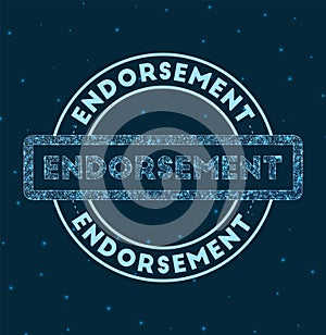 Endorsement. Glowing round badge.