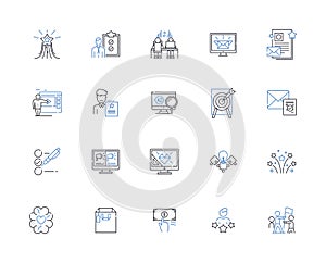 Endorsement line icons collection. Approval, Support, Recommendation, Acknowledgement, Advocacy, Favor, Commendation