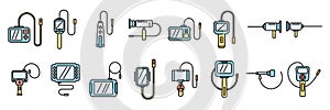 Endoscope icons set vector color line