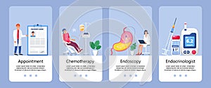 Endoscopy concept vector. patient chemotherapy. A device for measuring sugar.